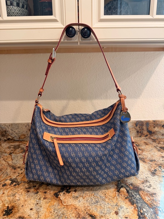 Dooney & Bourke Handbags - Dooney & Bourke Denim Shoulder Bag with Leather Trim